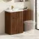 Havana Fluted Black Walnut Basin Vanity and Back To Wall Toilet Unit 1100mm (Excludes Toilet) - Brushed Brass Accents