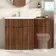 Havana Fluted Black Walnut Basin Vanity and Back To Wall Toilet Unit 1300mm (Excludes Toilet) - Brushed Brass Accents