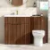 Havana Fluted Black Walnut Combination Vanity Basin and Miami Toilet 1300mm - Brushed Brass Accents