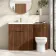Havana Fluted Black Walnut Combination Vanity Basin and Miami Toilet 1300mm - Brushed Brass Accents