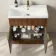 Havana Fluted Black Walnut Combination Vanity Basin and Miami Toilet 1300mm - Brushed Brass Accents