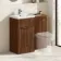 Havana Fluted Black Walnut Basin Vanity and Back To Wall Toilet Unit 1000mm (Excludes Toilet) - Chrome Handles