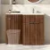 Havana Fluted Black Walnut Basin Vanity and Back To Wall Toilet Unit 1100mm (Excludes Toilet) - Chrome Handles - Right Handed