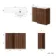 Havana Fluted Black Walnut Basin Vanity and Back To Wall Toilet Unit 1100mm (Excludes Toilet) - Chrome Handles - Right Handed