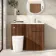 Havana Fluted Black Walnut Combination Vanity Basin and Utah Comfort Height Toilet 1100mm - Chrome Handles - Right Handed