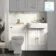 Monaco Cotton White Basin Vanity and Back To Wall Toilet Unit 1200mm (Excludes Pan & Cistern) - Brushed Brass Accents