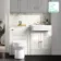 Monaco Cotton White Combination Vanity Basin and Miami Toilet 1200mm - Brushed Brass Accents