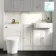 Monaco Cotton White Combination Vanity Basin and Tucson Toilet 1500mm - Brushed Brass Accents