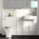 Monaco Cotton White Combination Vanity Basin and Kansas Toilet with Wooden Seat 1500mm - Brushed Brass Accents