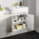 Monaco Cotton White Combination Vanity Basin with Marble Top and Kansas Toilet with Wooden Seat 1500mm - Brushed Brass Accents