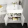 Monaco Cotton White Combination Vanity Basin with Marble Top and Kansas Toilet with Wooden Seat 1500mm - Brushed Brass Accents
