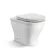 Monaco Cotton White Combination Vanity Basin with Marble Top and Kansas Toilet with Wooden Seat 1500mm - Brushed Brass Accents