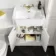 Monaco Cotton White Traditional Basin Vanity 600mm - Brushed Brass Accents