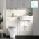 Monaco Cotton White Combination Vanity Traditional Basin and Kansas Toilet with Wooden Seat 1200mm - Brushed Brass Accents