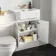 Monaco Cotton White Combination Vanity Traditional Basin and Kansas Toilet with Wooden Seat 1200mm - Brushed Brass Accents