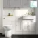 Monaco Cotton White Combination Vanity Traditional Basin and Aruba Toilet 1500mm - Brushed Brass Accents