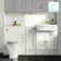 Monaco Cotton White Combination Vanity Traditional Basin and Kansas Toilet with Wooden Seat 1500mm - Brushed Brass Accents