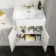 Monaco Cotton White Combination Vanity Traditional Basin and Hudson Toilet with Wooden Seat 1500mm - Brushed Brass Accents
