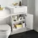 Monaco Cotton White Combination Vanity Traditional Basin with Marble Top & Kansas Toilet with Wooden Seat 1200mm - Brushed Brass Accents