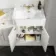 Monaco Cotton White Combination Vanity Traditional Basin with Marble Top 1500mm (Excludes Pan & Cistern) - Brushed Brass Accents