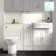 Monaco Cotton White Combination Vanity Traditional Basin with Marble Top and Aruba Toilet 1500mm - Brushed Brass Accents