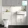 Monaco Cotton White Combination Vanity Traditional Basin with Marble Top & Kansas Toilet with Wooden Seat 1500mm - Brushed Brass Accents