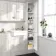 Monaco Cotton White Floor Standing Tall Cabinet Unit 300mm - Brushed Brass Accents