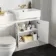 Monaco Cotton White Combination Vanity Basin and Kansas Toilet with Wooden Seat 1200mm - Brass Knurled Handles