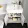 Monaco Cotton White Combination Vanity Basin and Kansas Toilet with Wooden Seat 1200mm - Brass Knurled Handles