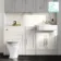Monaco Cotton White Combination Vanity Basin and Kansas Toilet with Wooden Seat 1500mm - Brass Knurled Handles