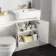 Monaco Cotton White Combination Vanity Basin with Marble Top & Kansas Toilet with Wooden Seat 1200mm - Brass Knurled Handles