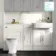 Monaco Cotton White Combination Vanity Basin with Marble Top and Kansas Toilet with Wooden Seat 1500mm - Brass Knurled Handles