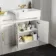 Monaco Cotton White Combination Vanity Basin with Marble Top and Kansas Toilet with Wooden Seat 1500mm - Brass Knurled Handles