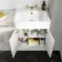 Monaco Cotton White Combination Vanity Basin with Marble Top and Kansas Toilet with Wooden Seat 1500mm - Brass Knurled Handles