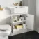 Monaco Cotton White Combination Vanity Traditional Basin and Hudson Toilet with Wooden Seat 1200mm - Brass Knurled Handles