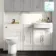 Monaco Cotton White Combination Vanity Traditional Basin and Aruba Toilet 1500mm - Brass Knurled Handles