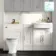 Monaco Cotton White Combination Vanity Traditional Basin and Kansas Toilet with Wooden Seat 1500mm - Brass Knurled Handles