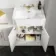 Monaco Cotton White Combination Vanity Traditional Basin and Kansas Toilet with Wooden Seat 1500mm - Brass Knurled Handles