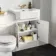 Monaco Cotton White Combination Vanity Traditional Basin with Marble Top & Hudson Toilet with Wooden Seat 1200mm - Brass Knurled Handles