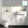Monaco Cotton White Combination Vanity Traditional Basin with Marble Top and Aruba Toilet 1500mm - Brass Knurled Handles