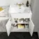 Monaco Cotton White Combination Vanity Traditional Basin with Marble Top & Kansas Toilet with Wooden Seat 1500mm - Brass Knurled Handles