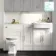 Monaco Cotton White Combination Vanity Traditional Basin with Marble Top & Hudson Toilet with Wooden Seat 1500mm - Brass Knurled Handles