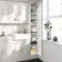 Monaco Cotton White Floor Standing Tall Cabinet Unit 300mm - Brass Knurled Handles