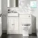 Monaco Cotton White Combination Vanity Basin and Hudson Toilet with Wooden Seat 1000mm
