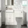 Monaco Cotton White Basin Vanity and Back To Wall Toilet Unit 1000mm (Excludes Pan & Cistern) - Brushed Brass Accents