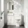 Monaco Cotton White Combination Vanity Basin and Hudson Toilet with Wooden Seat 1000mm - Brushed Brass Accents