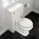 Monaco Cotton White Combination Vanity Basin and Hudson Toilet with Wooden Seat 1000mm - Brushed Brass Accents