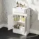 Monaco Cotton White Combination Vanity Basin with Marble Top 1000mm (Excludes Pan & Cistern) - Brushed Brass Accents