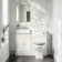 Monaco Cotton White Combination Vanity Basin with Marble Top & Hudson Toilet with Wooden Seat 1000mm - Brushed Brass Accents