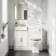 Monaco Cotton White Basin Vanity and Back To Wall Toilet Unit 1000mm (Excludes Pan & Cistern) - Brass Knurled Handles